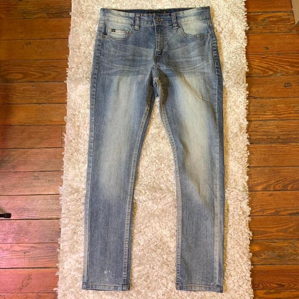 Rocawear Men's Blue and White Skinny Jeans Size 32x30